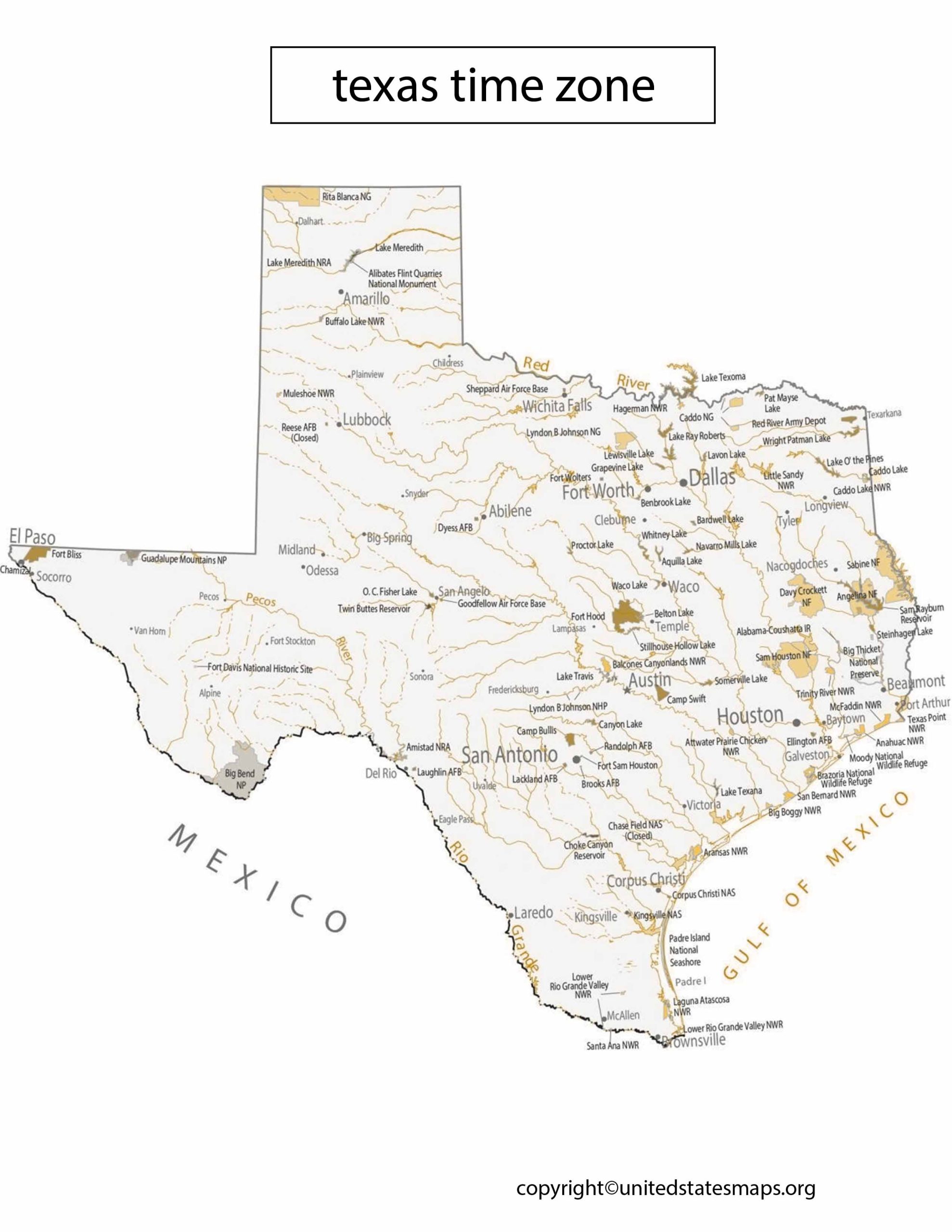 Time zone map texas