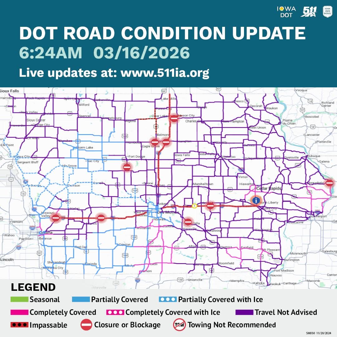 Iowa city iowa road conditions