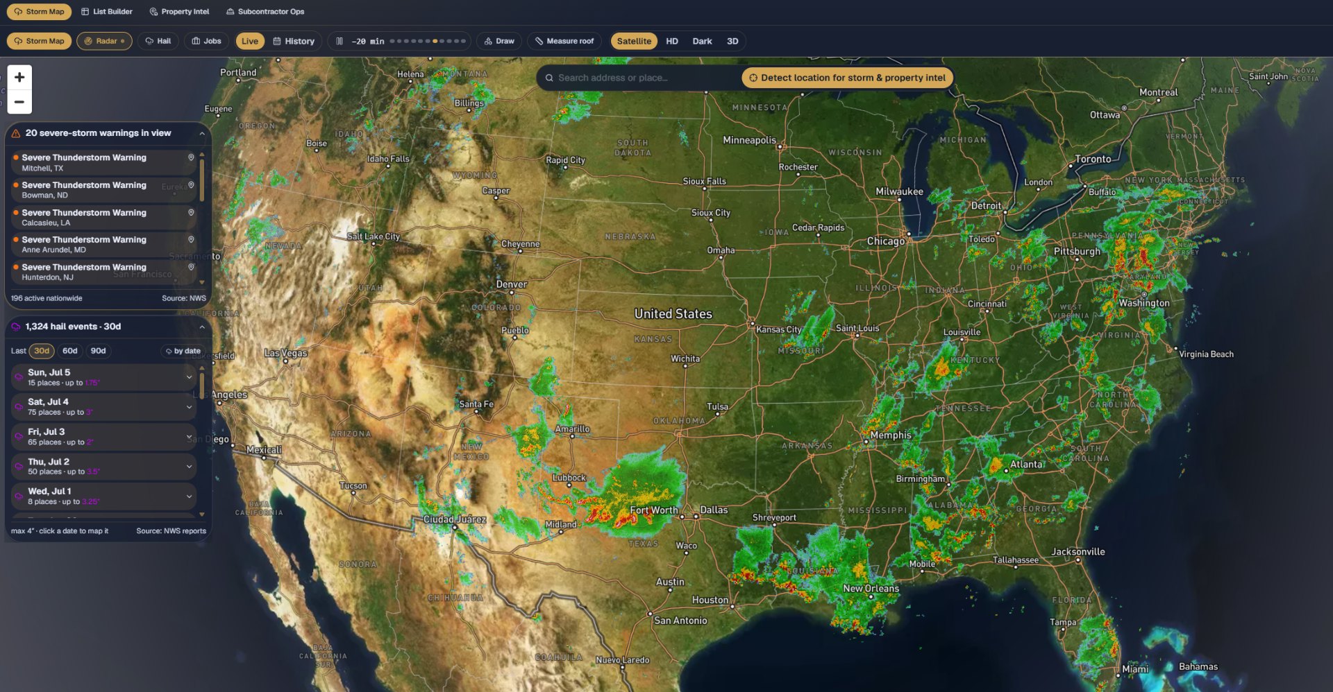 Real-time storm tracking