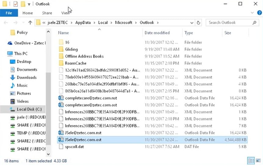 What is in an ost file