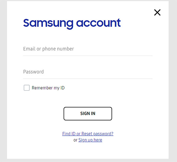 How to log into samsung account