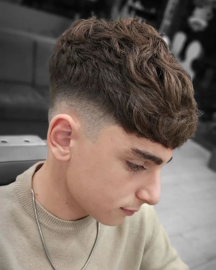 Textured fringe with fade haircut