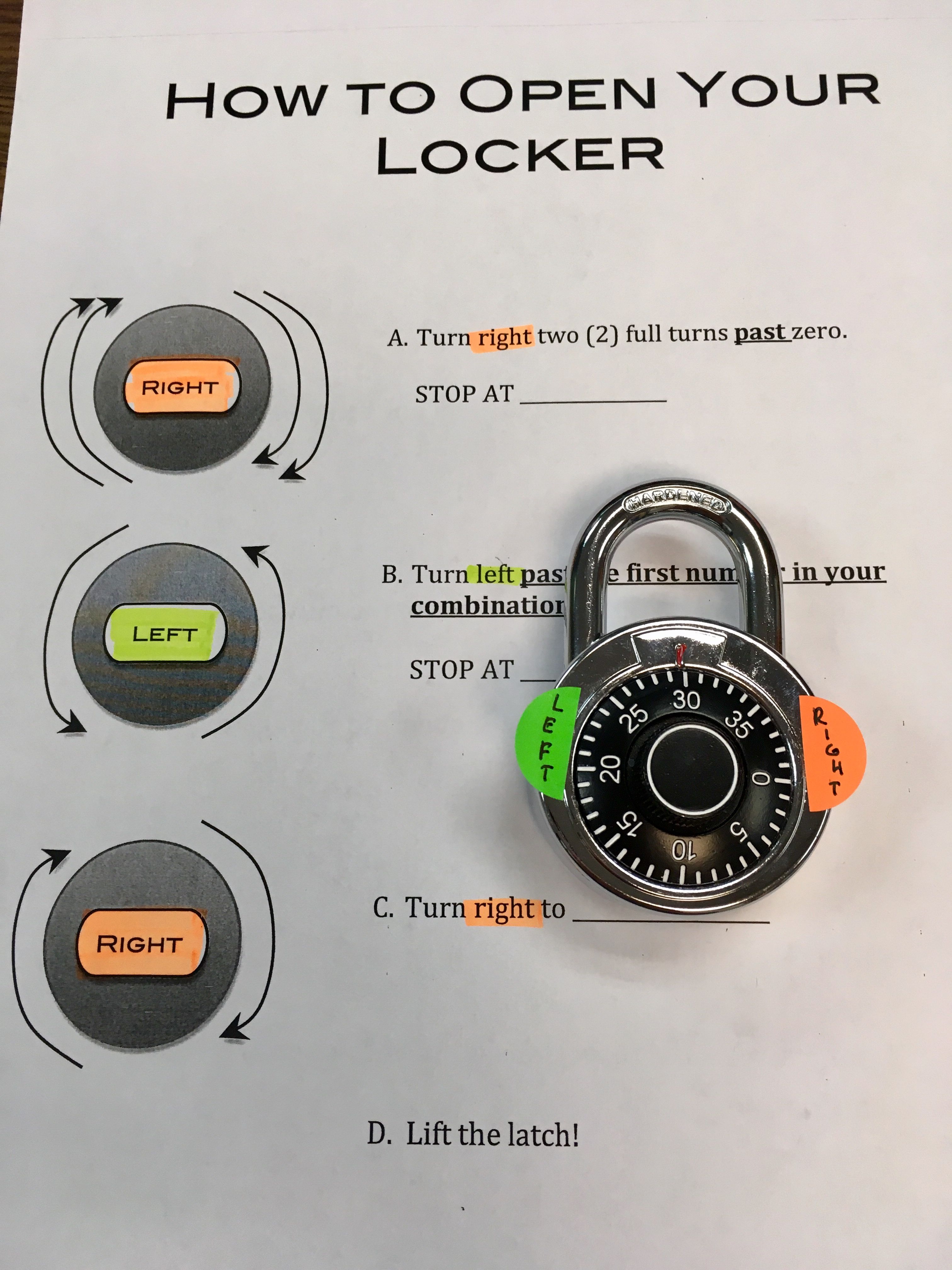 Locker directions