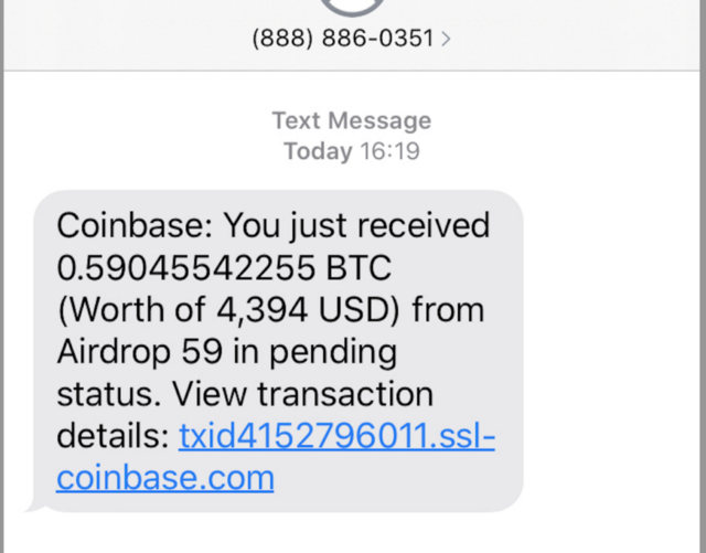Text from coinbase