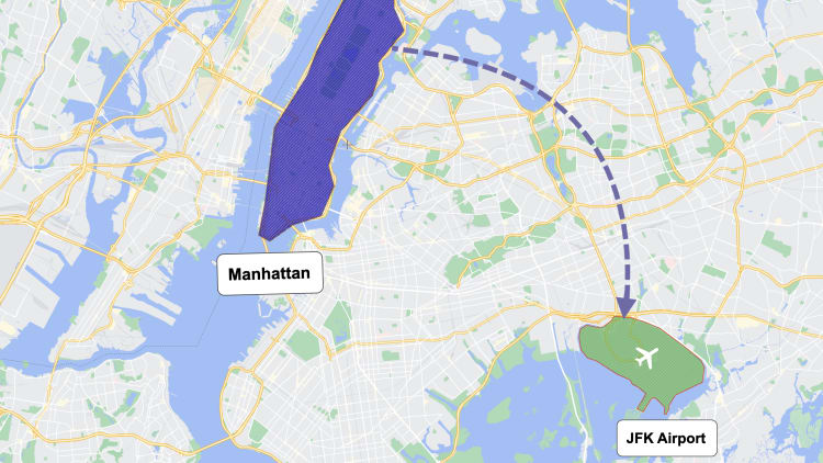 Google maps manhattan to jfk airport current travel time