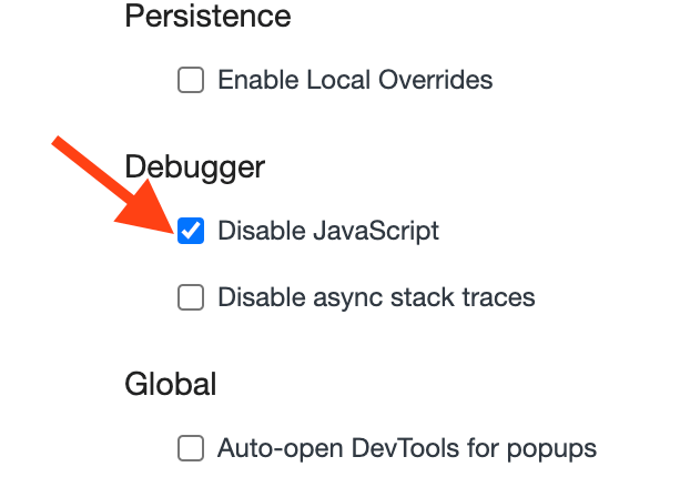Disable debugger chrome