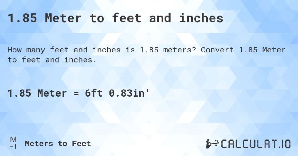 1.85 meters is how many feet