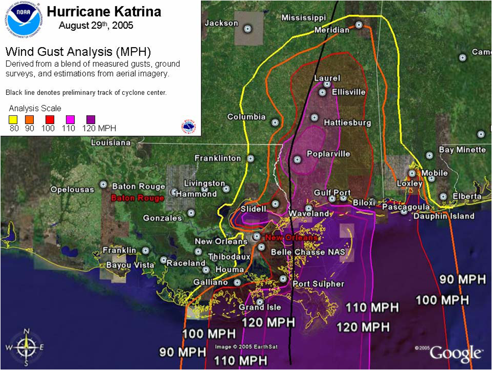Hurricane katrina wind speed