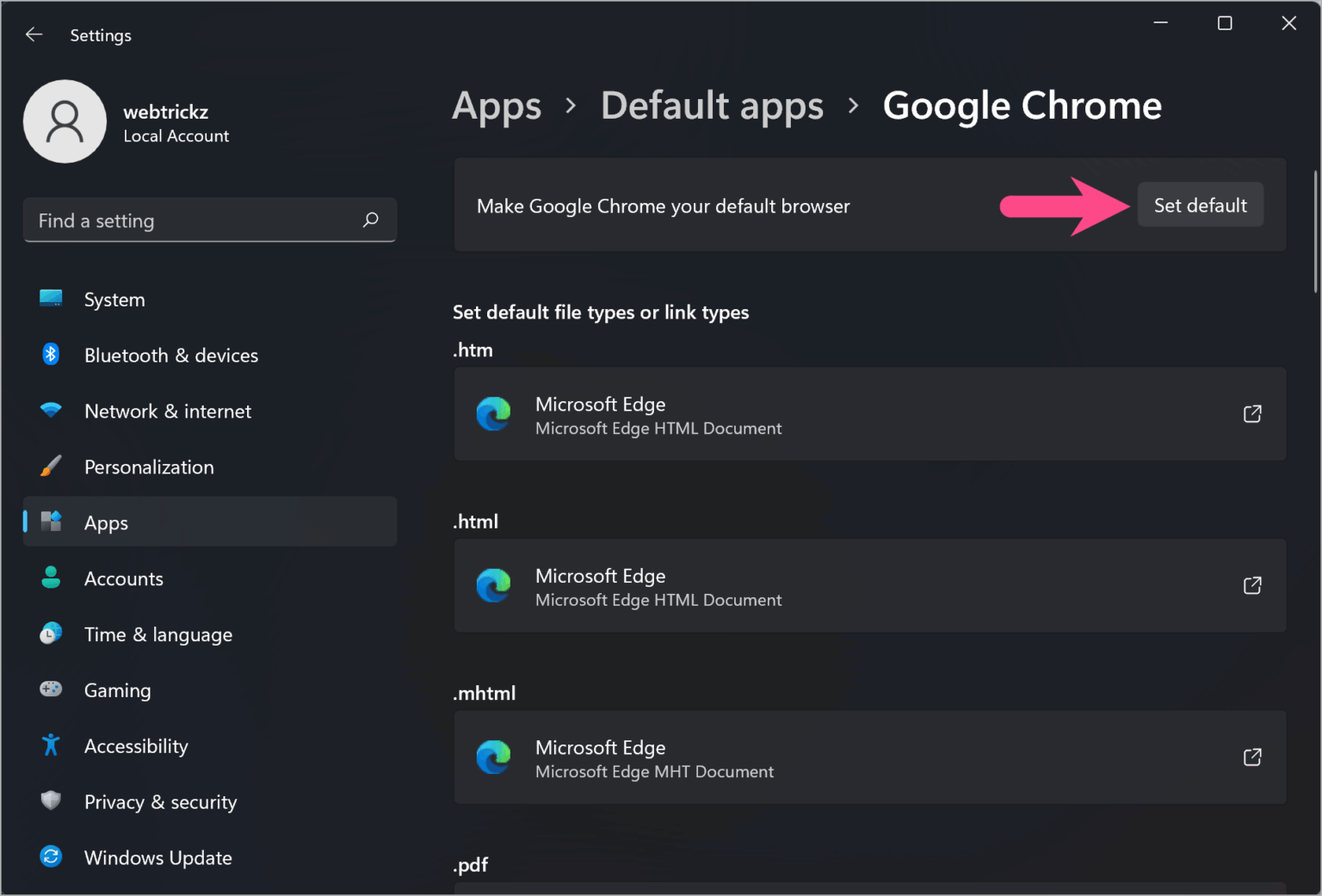 How to make your browser default