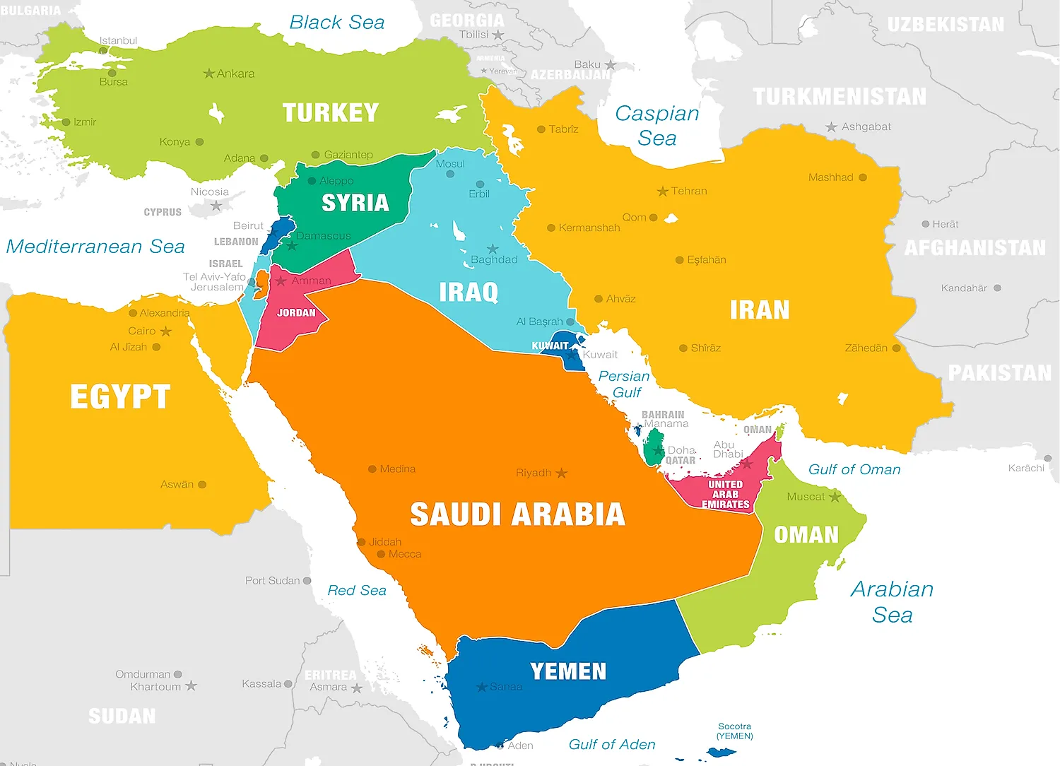 5 middle east countries