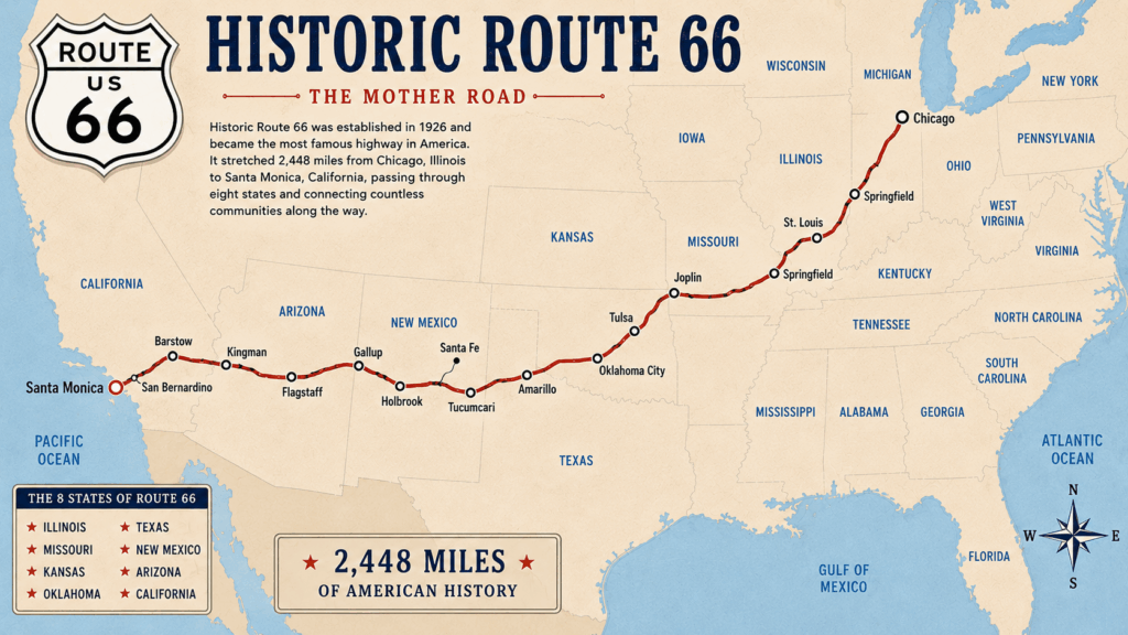 How much of route 66 still exists