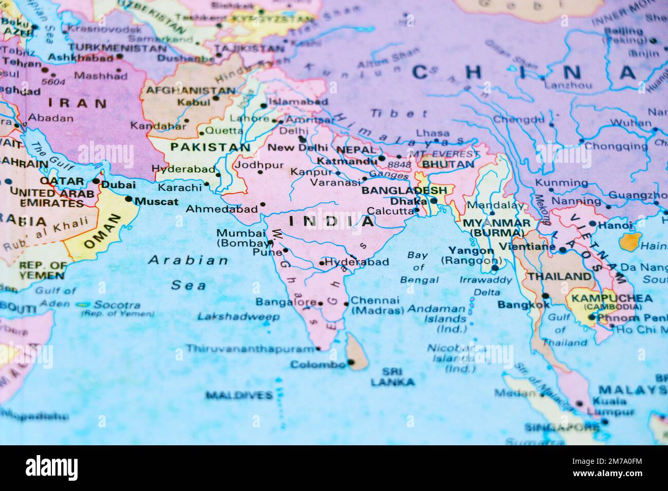 World map indian subcontinent