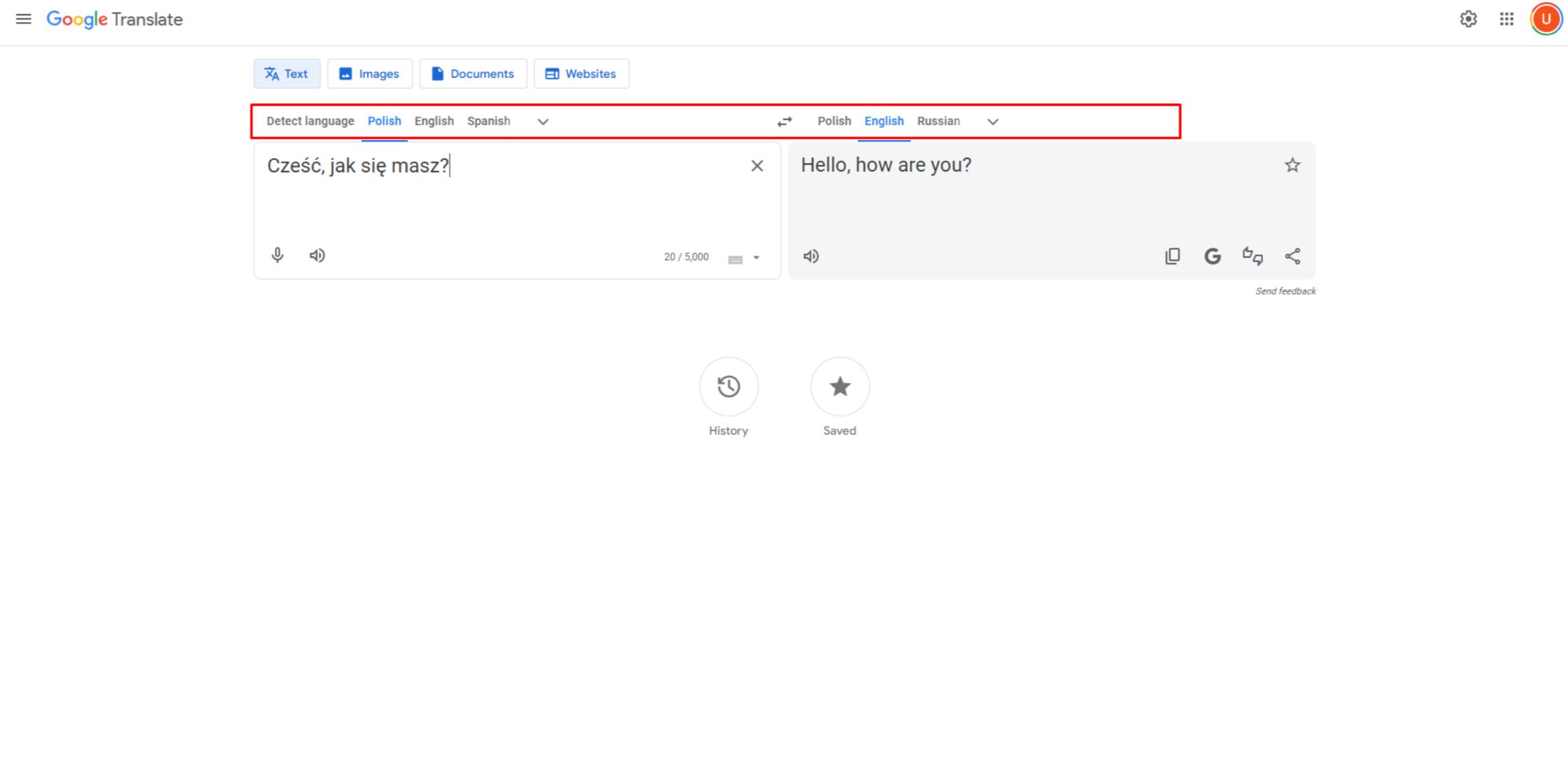 Google translate polish