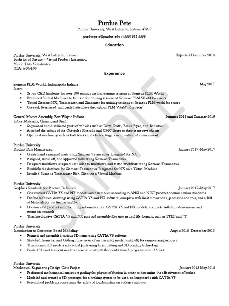 Purdue pete resume