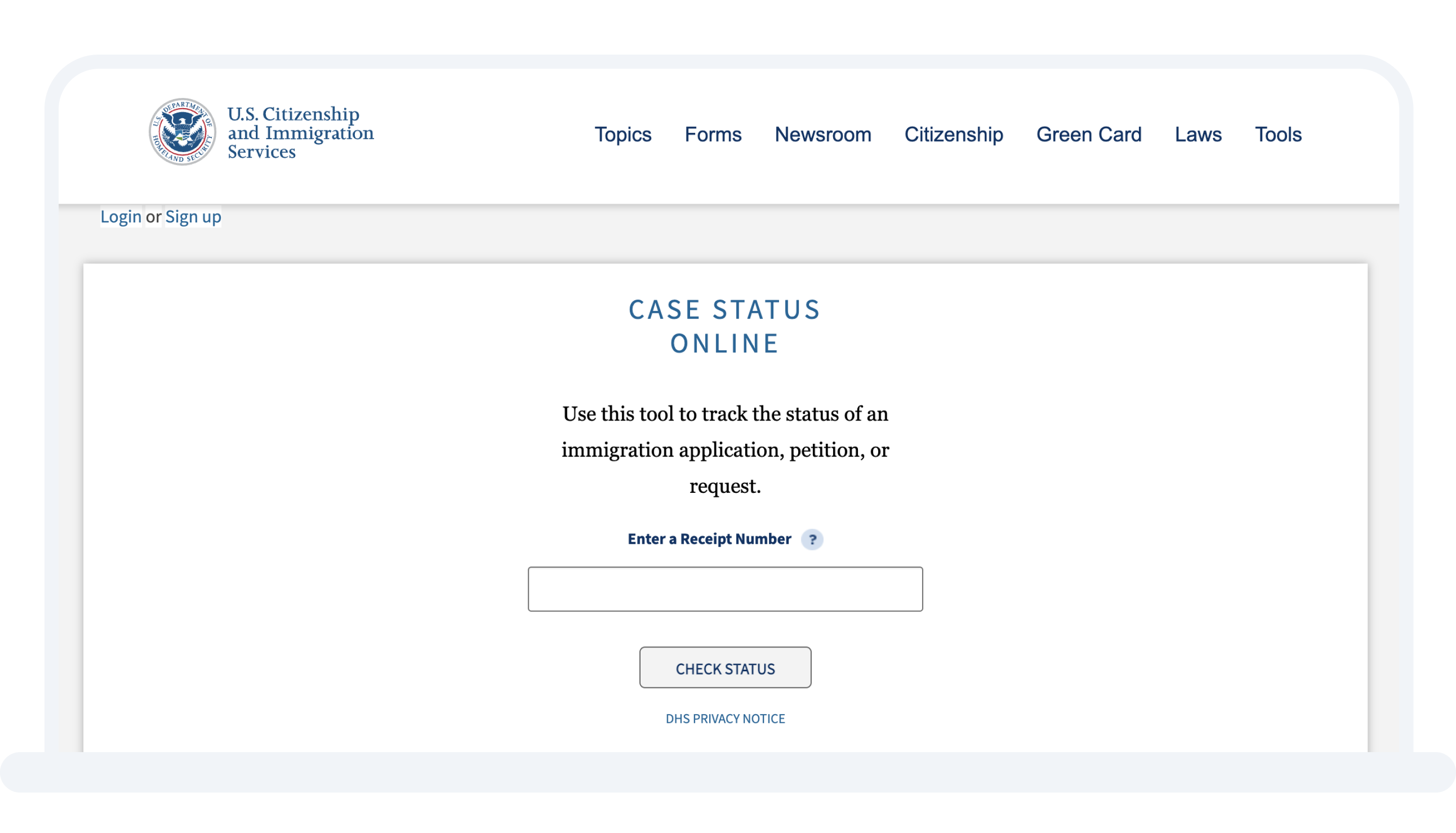 Uscis case status corte
