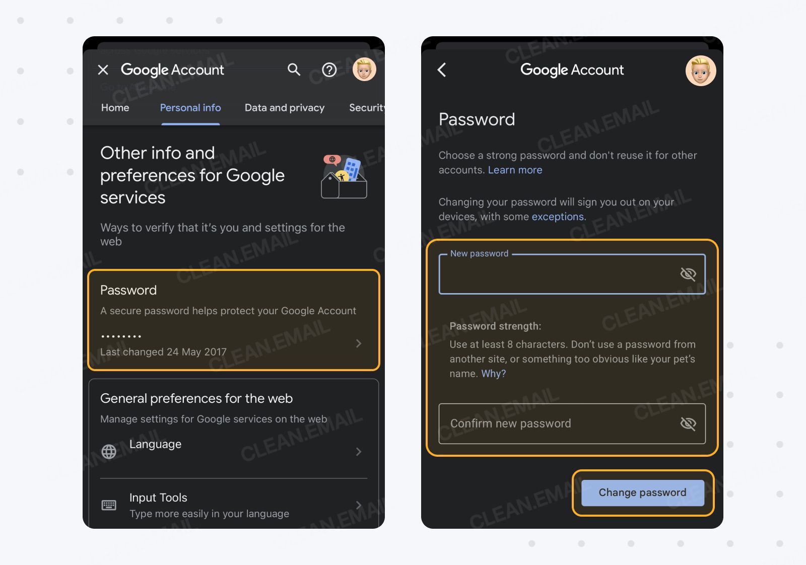 Pw change gmail