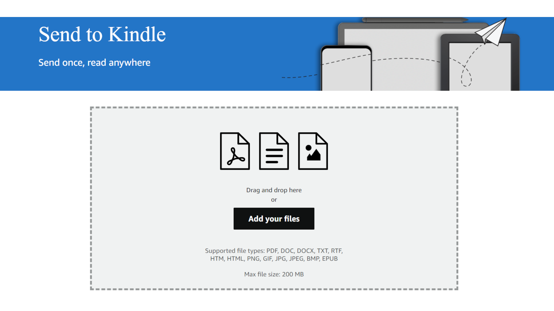 Send to kindle page