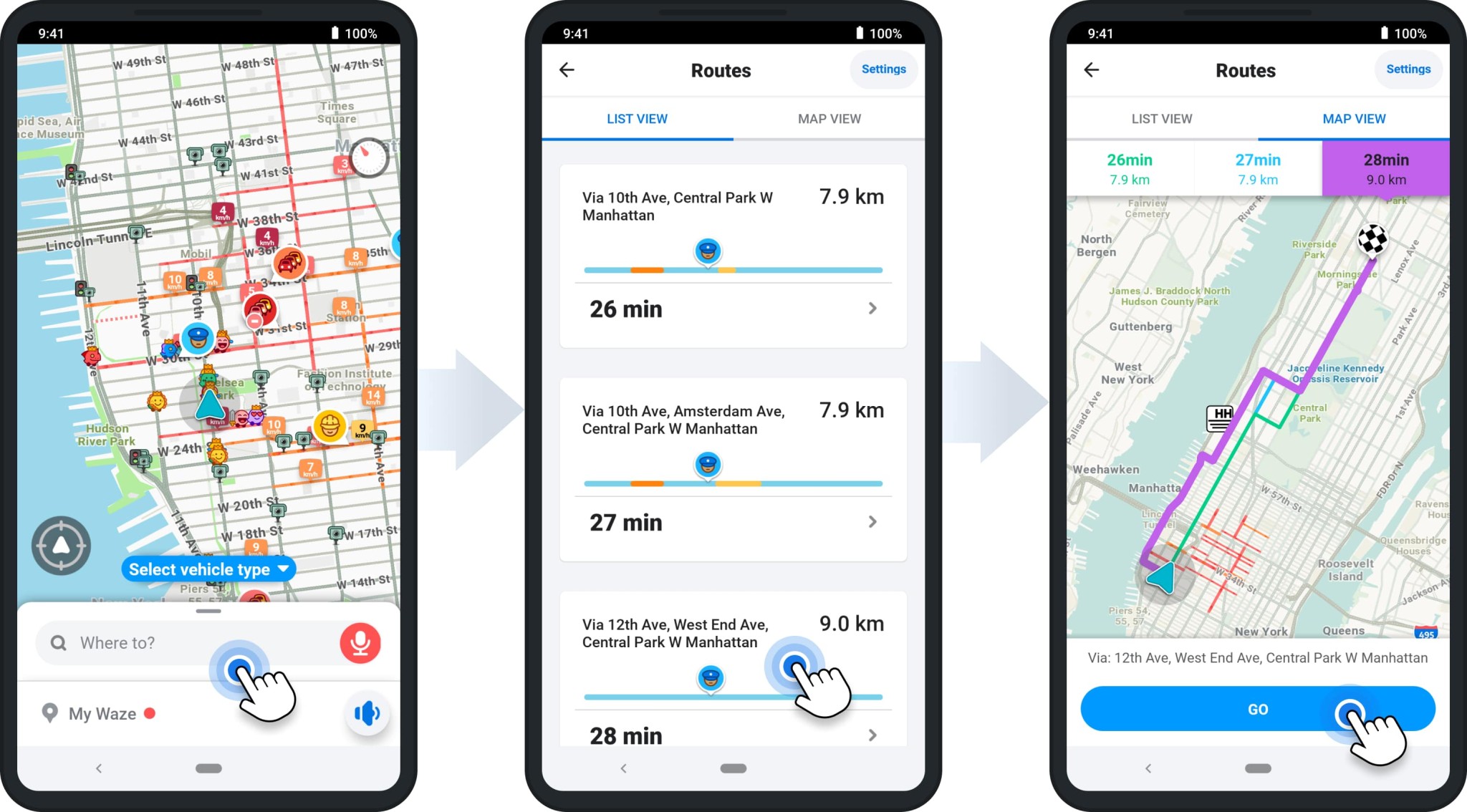 Waze route planning