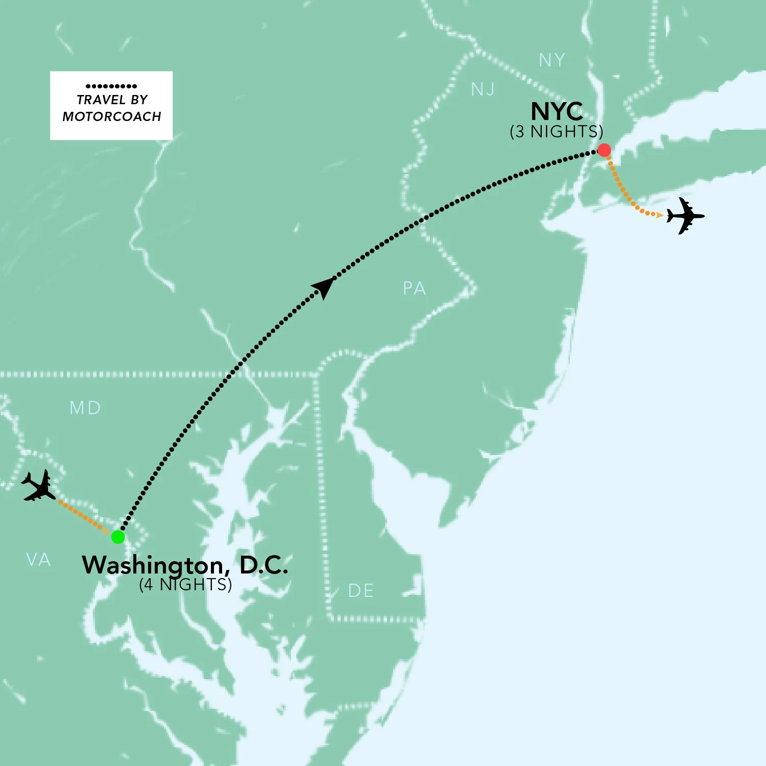 Nyc to dc distance