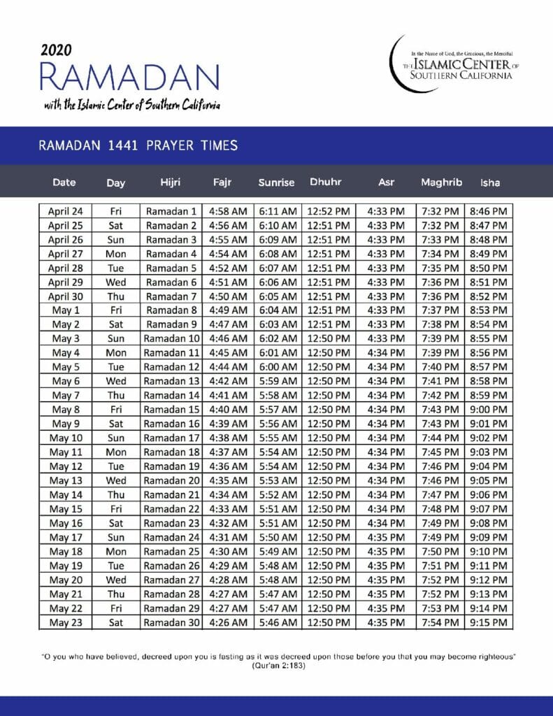 San diego muslim prayer times