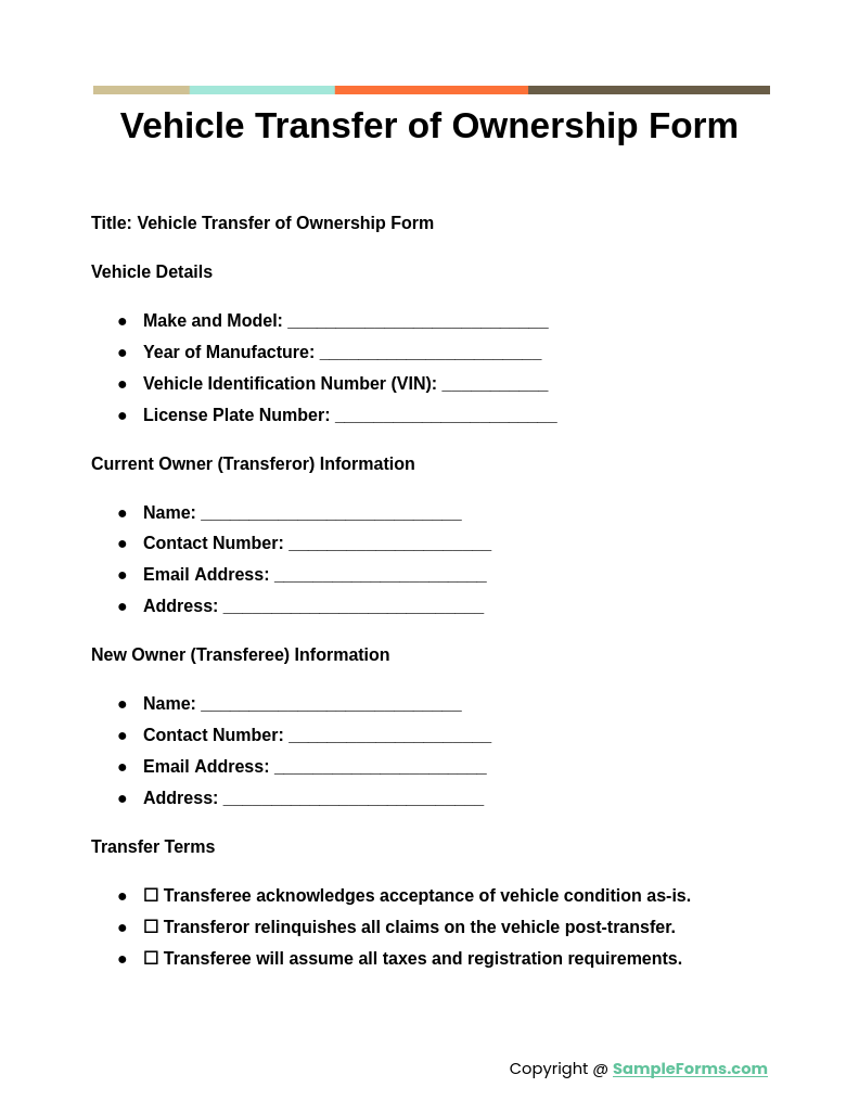 Transfer vehicle ownership