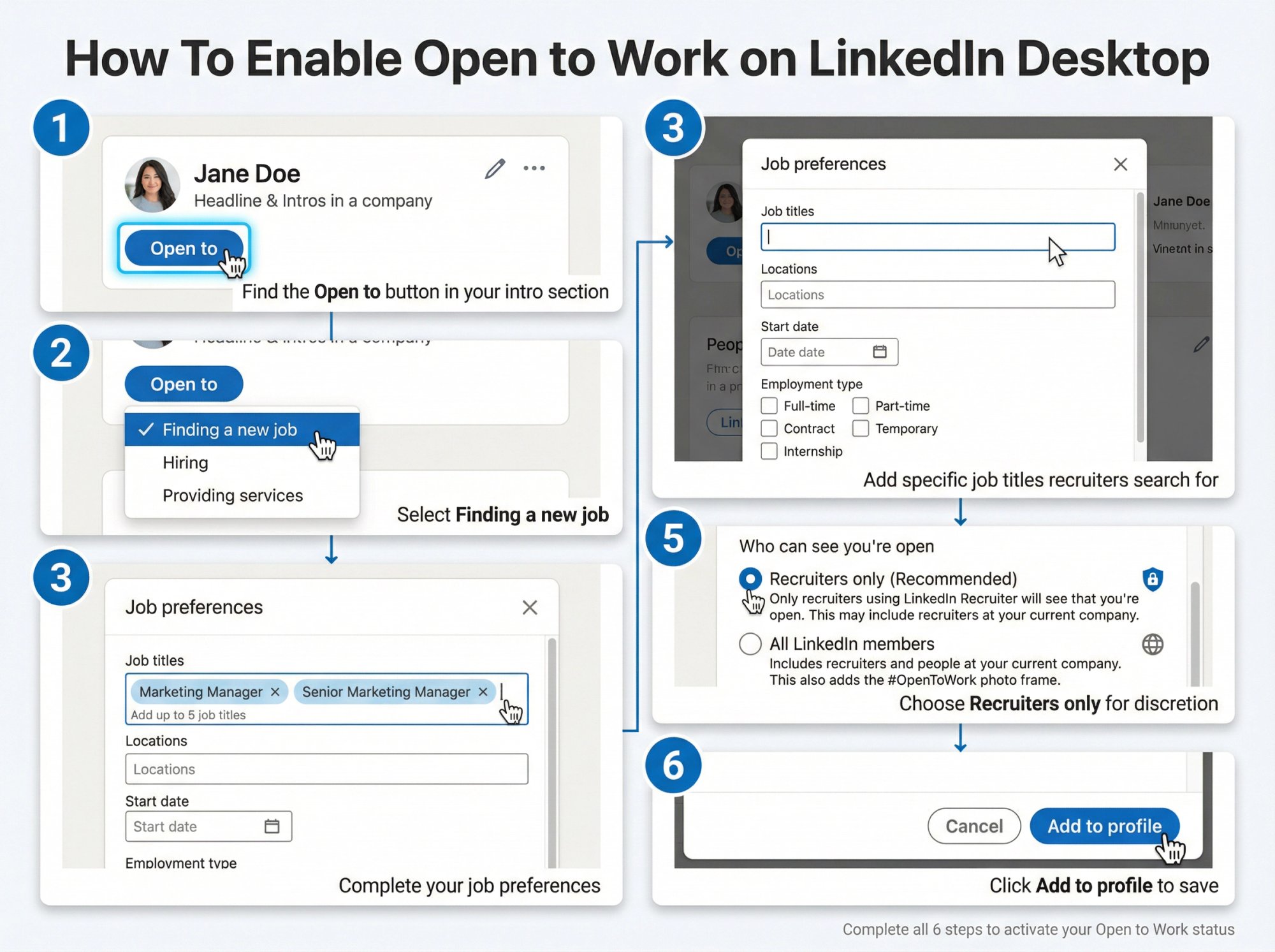 What does opentowork mean on linkedin