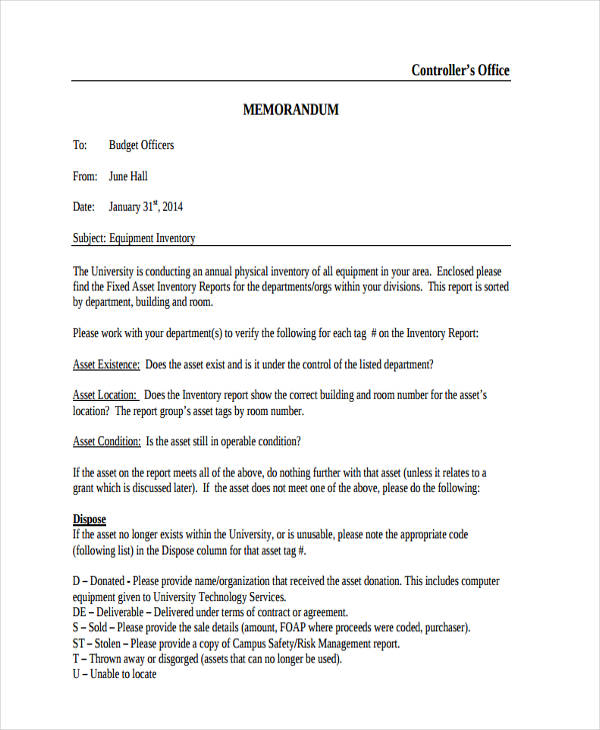 A memo is an example of