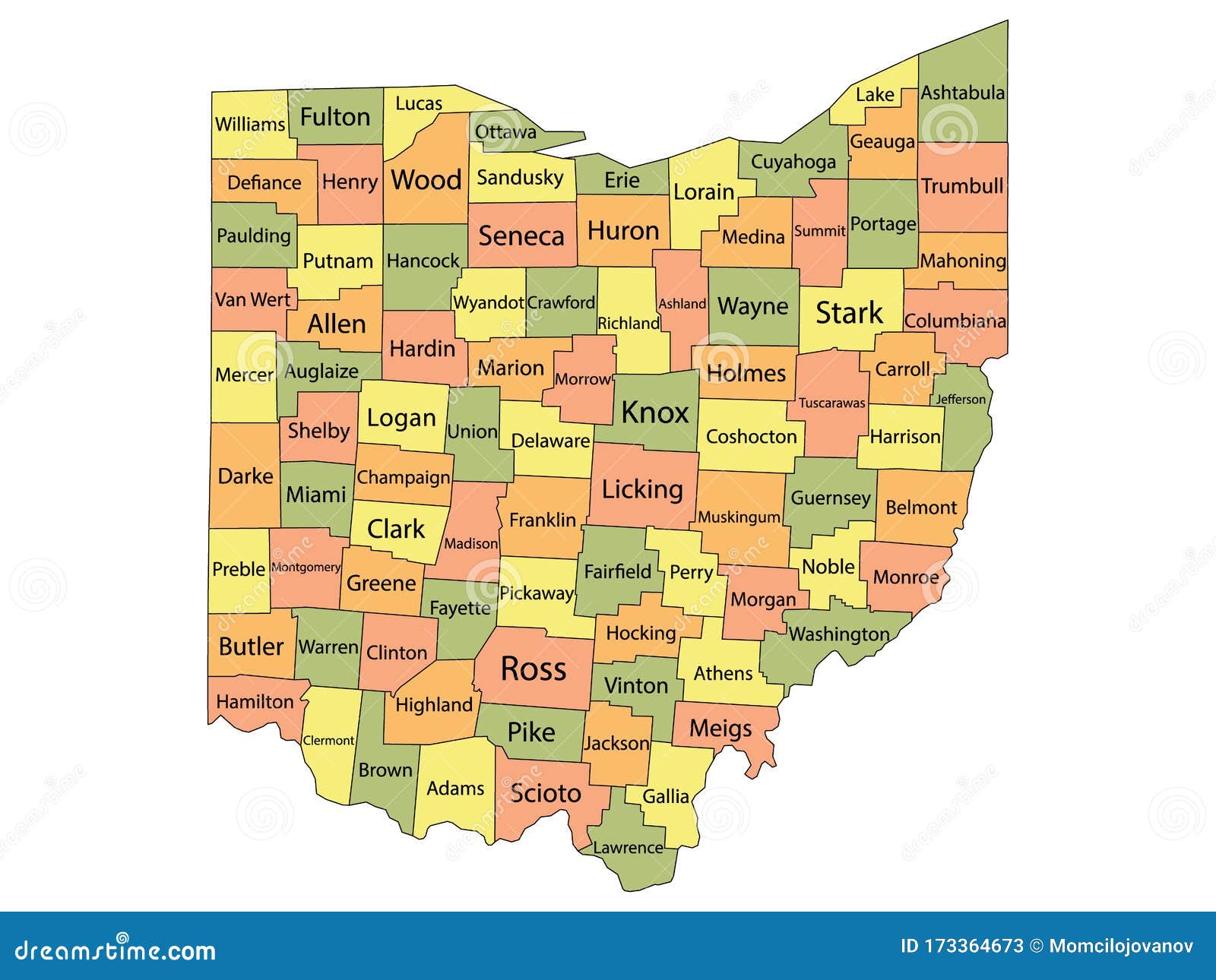 Counties in state of ohio
