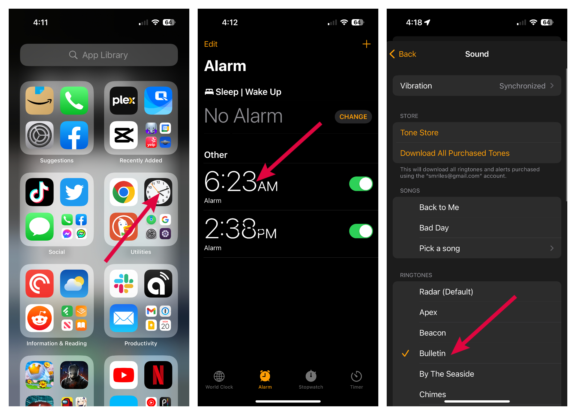 How to change the sound of alarm on iphone