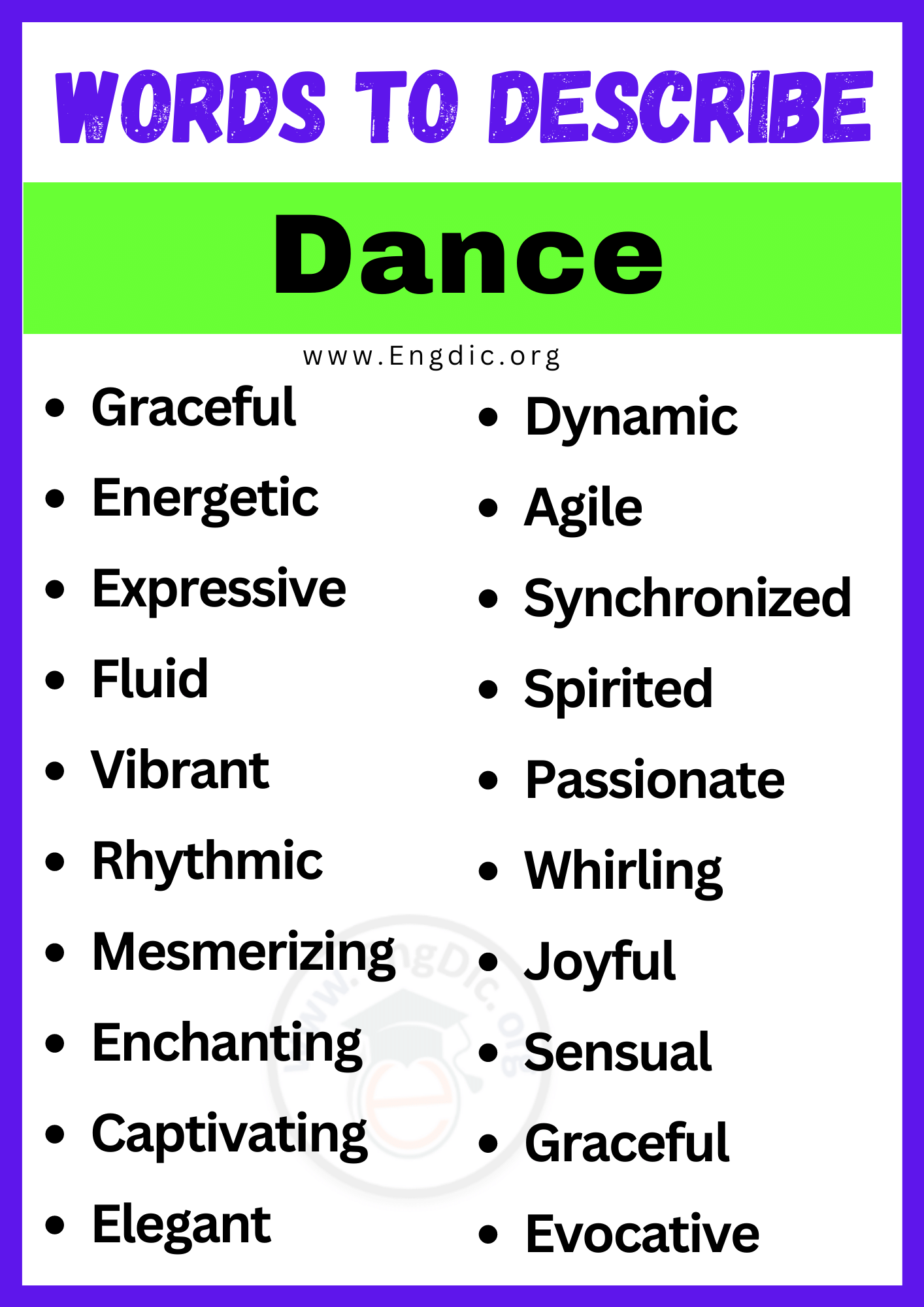 Words to describe dancing