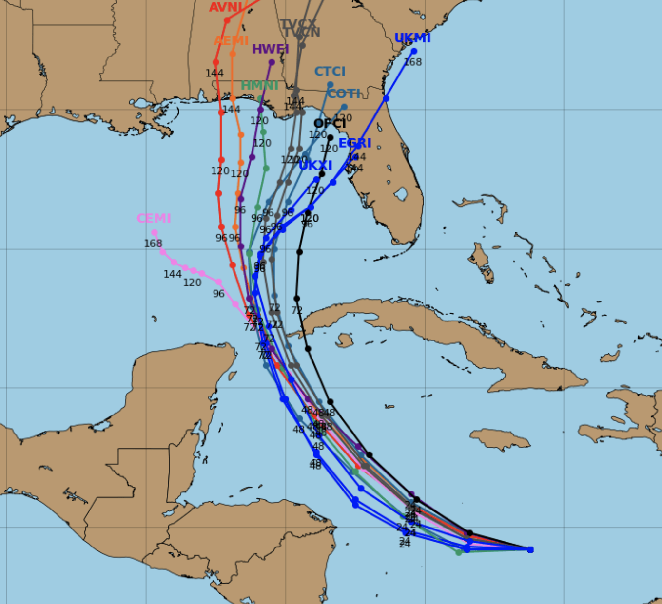 Hurricane spaghetti tracking