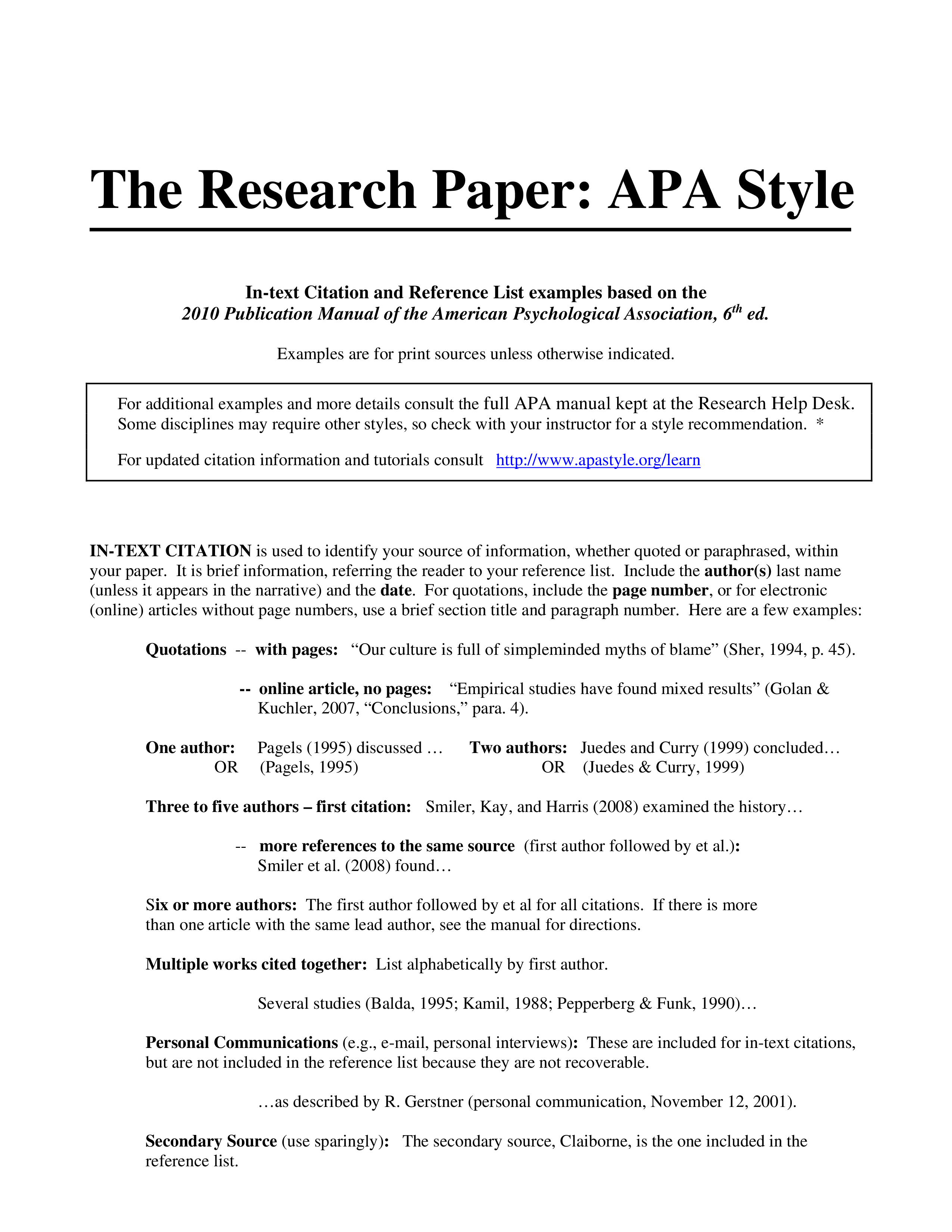 Apa guidelines research paper