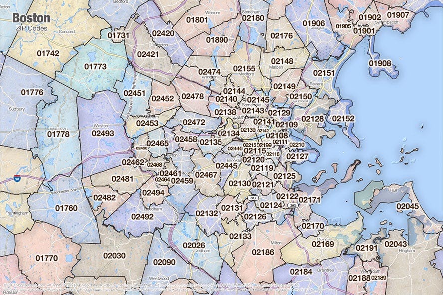 Zip code for boston ny
