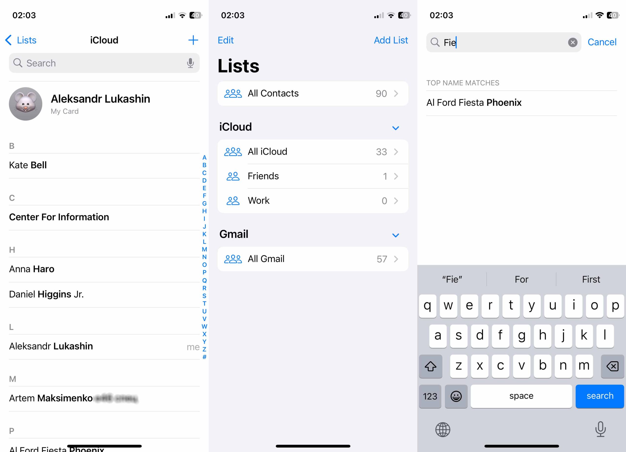 How to retrieve contact list on iphone